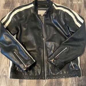 90s Wilson Leather M. Julian Black Leather Racer Moto Jacket Lined Men’s